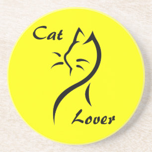 Cat Lover, Stylized Cat Sandstone Coaster