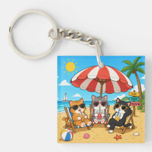 Cat Lover Summer Fun Keychain