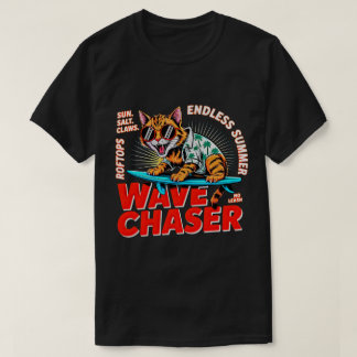Cat Lover Summer Wave Chaser Funny Beach Tee