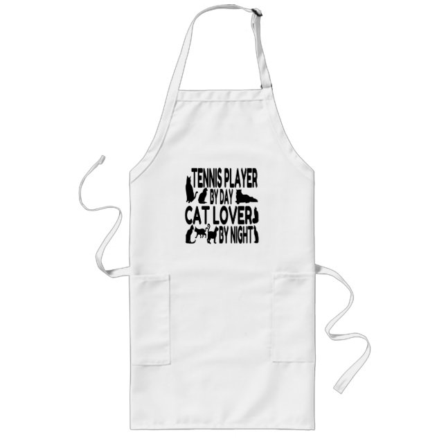 Cat Lover Tennis Player Long Apron (Front)