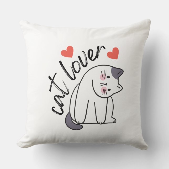 Cat Lover Throw Pillow (Front)