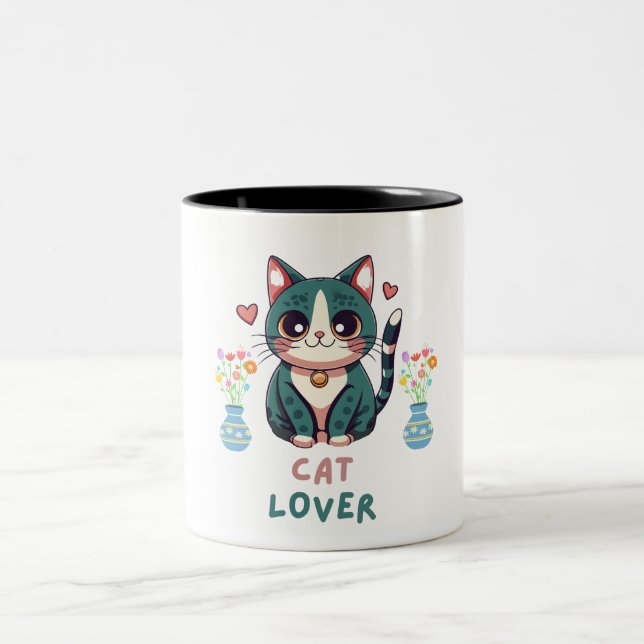 Cat Lover Two-Tone Coffee Mug (Center)