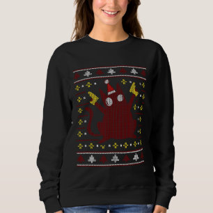Cat Lover Ugly Sweater Cat Santa Hat And Guns Cat