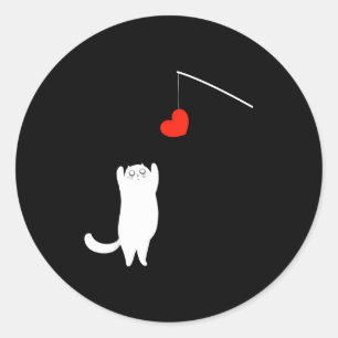 Cat Lover Valentine's Day Animal Affection Love Fu Classic Round Sticker