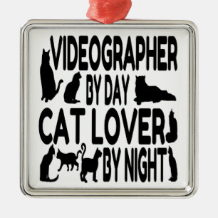 Cat Lover Videographer Metal Ornament