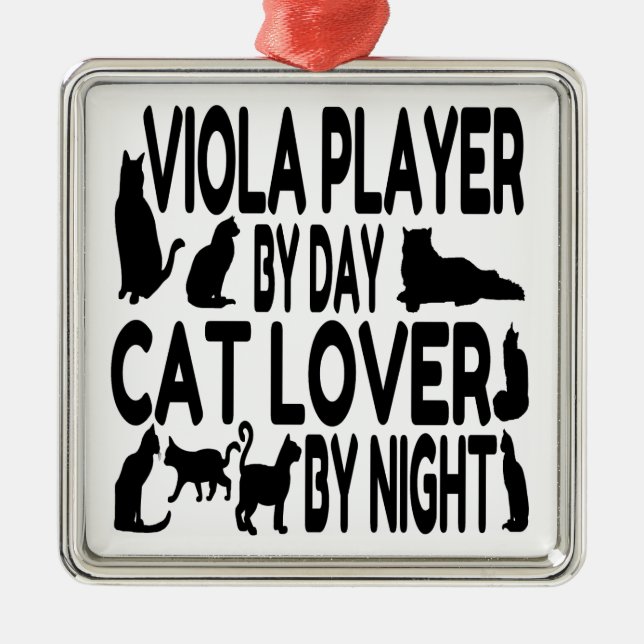 Cat Lover Viola Player Metal Ornament (Front)