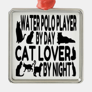Cat Lover Water Polo Player Metal Ornament