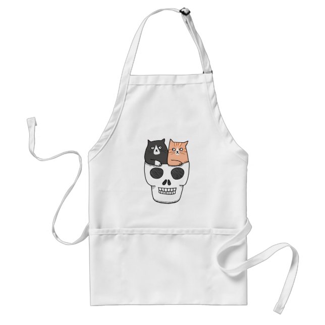 Cat Lover Weird Strange Cats in Skull Dad BBQ  Standard Apron (Front)