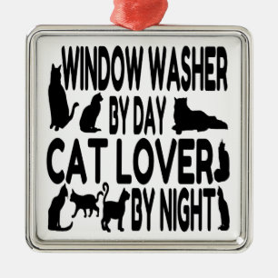 Cat Lover Window Washer Metal Ornament