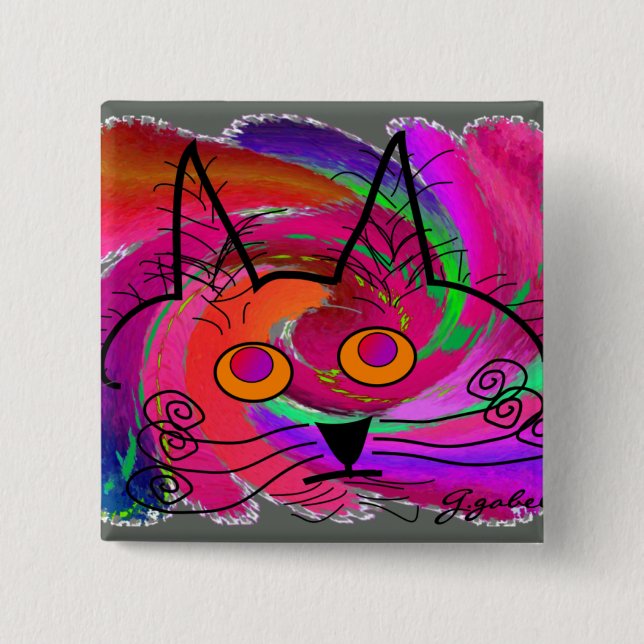 Cat Lovers abstract art gifts 2 Inch Square Button (Front)
