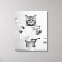Cat Lovers Bathroom Wall Art, Black and White Cat