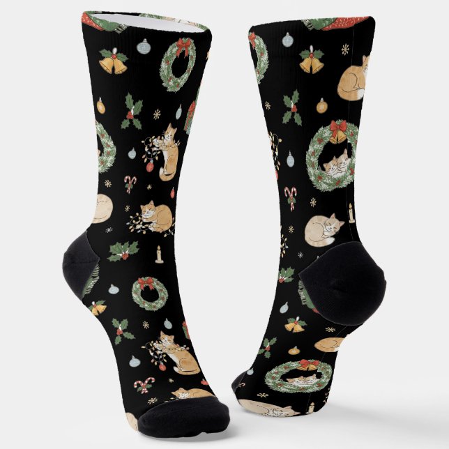 Cat Lover's Christmas Gift Socks (Angled)