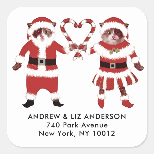Cat Lovers Christmas Holiday Labels (Front)
