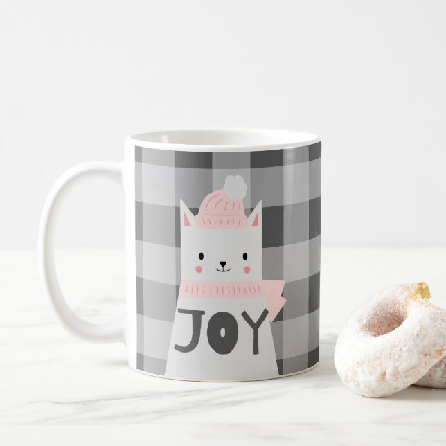 Cat Lovers Christmas Joy Coffee Mug (With Donut)