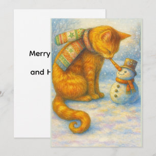 Cat Lover's Christmas Sarah and the Snowman Holiday Card