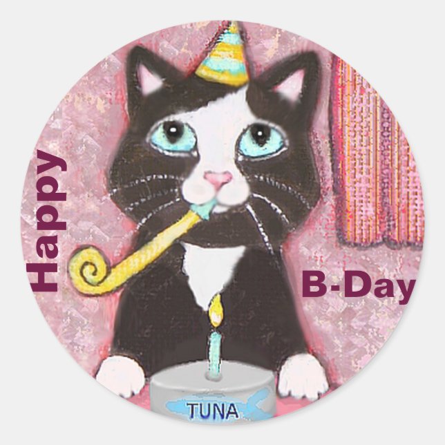 Cat Lover's Custom Happy Birthday Stickers (Front)
