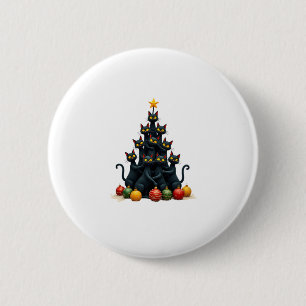 Cat Lovers Cute and Funny Holiday Tree Christmas 2 2 Inch Round Button