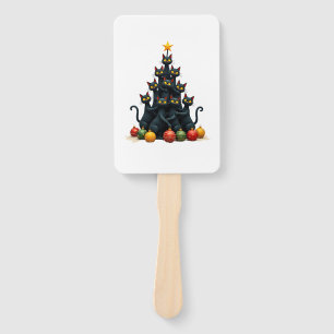 Cat Lovers Cute and Funny Holiday Tree Christmas 2 Hand Fan