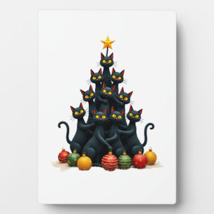 Cat Lovers Cute and Funny Holiday Tree Christmas 2 Plaque
