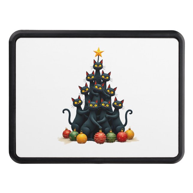 Cat Lovers Cute and Funny Holiday Tree Christmas 2 Trailer Hitch Cover (Front)