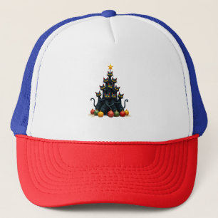 Cat Lovers Cute and Funny Holiday Tree Christmas 2 Trucker Hat