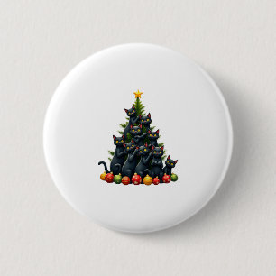 Cat Lovers Cute and Funny Holiday Tree Christmas 3 2 Inch Round Button