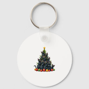 Cat Lovers Cute and Funny Holiday Tree Christmas 3 Keychain