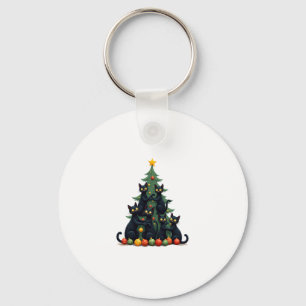 Cat Lovers Cute and Funny Holiday Tree Christmas 4 Keychain