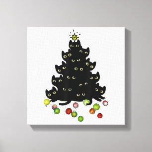 Cat Lovers Cute and Funny Holiday Tree Christmas Canvas Print