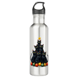 Cat Lovers Cute and Funny Holiday Tree Christmas M 710 Ml Water Bottle