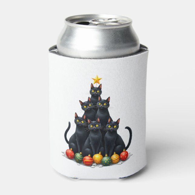 Cat Lovers Cute and Funny Holiday Tree Christmas M Can Cooler (Can Front)