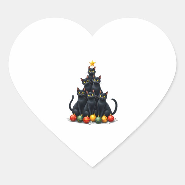 Cat Lovers Cute and Funny Holiday Tree Christmas M Heart Sticker (Front)