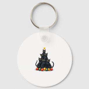 Cat Lovers Cute and Funny Holiday Tree Christmas M Keychain