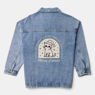 Cat lovers funny Christmas wishes black Denim Jacket