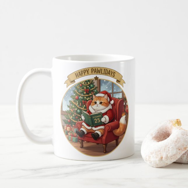 Cat Lovers Gift For Christmas Coffee Mug (With Donut)