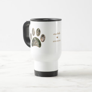 Cat Lovers Gold Paw Print Name Photo Collage Travel Mug