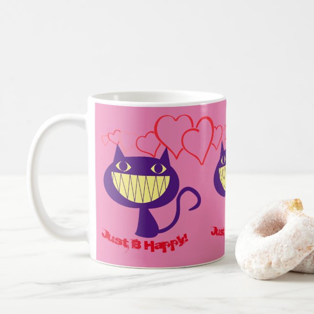 Cat Lovers -Happy  Coffee Mug (With Donut)