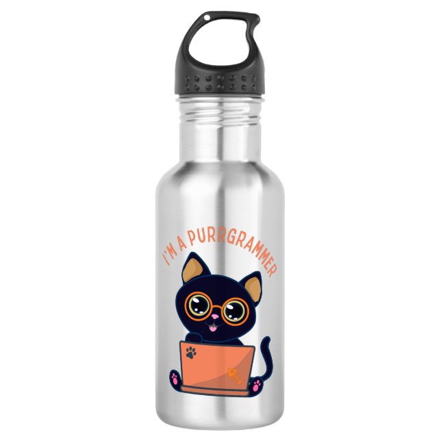 Cat Lovers I'm a purrgrammer Programmer 532 Ml Water Bottle (Front)