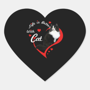 Cat Lovers Love Life Is Better With Cat Owner Heart Sticker