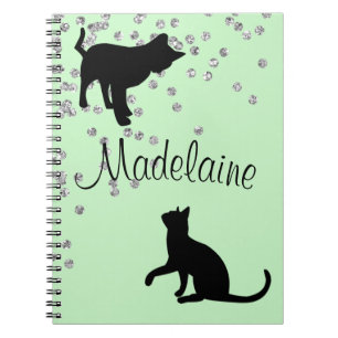Cat Lovers Modern Mint Green Spots Personal Notebook
