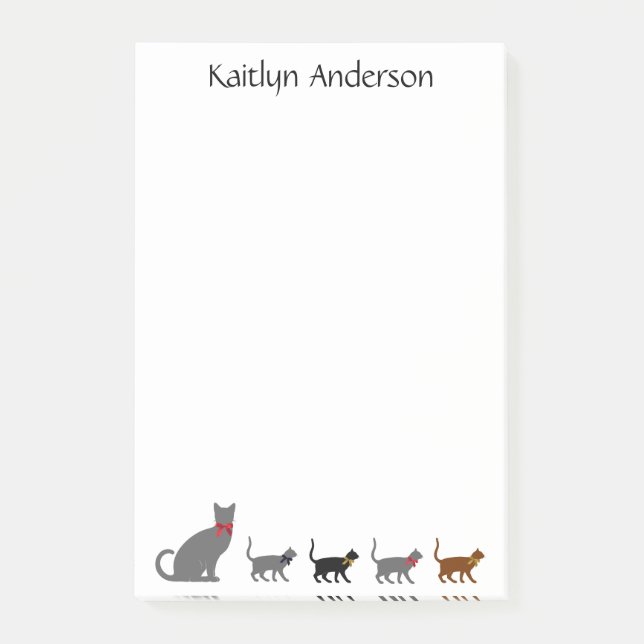 Cat Lovers' Notes, Personalize w Name Post-it Notes (Front)