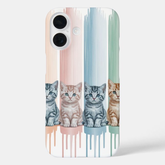 Cat Lovers — Pastel Paint Drip Kittens Case-Mate iPhone Case (Back)