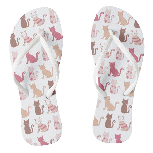 Cat Lovers Pattern Flip Flops (Footbed)
