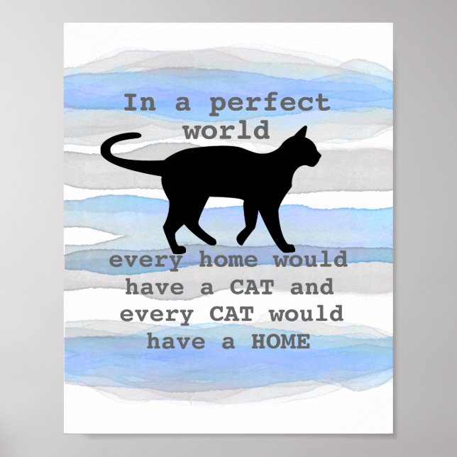  cat  lovers quote on watercolor stripes design poster (Front)
