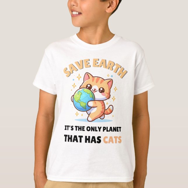 Cat Lovers Save Earth T-Shirt (Front)