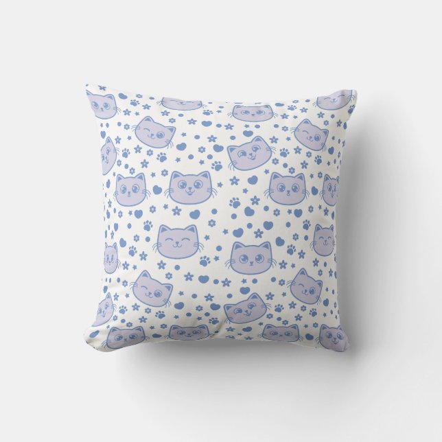Cat lovers so cute purple throw pillow (Front)