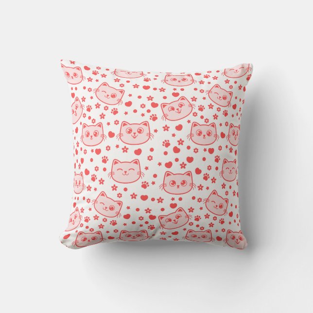 Cat lovers so cute red colour throw pillow (Front)