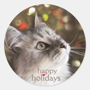 Cat Lover's Sparkling Christmas Stickers
