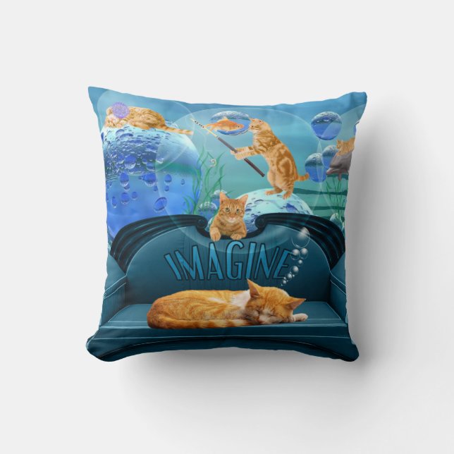 Cat Lover's Tabby Dreams Fantasy Throw Pillow (Front)