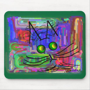 Cat Lovers "The Curious Abstract Cat" Art Mouse Pad